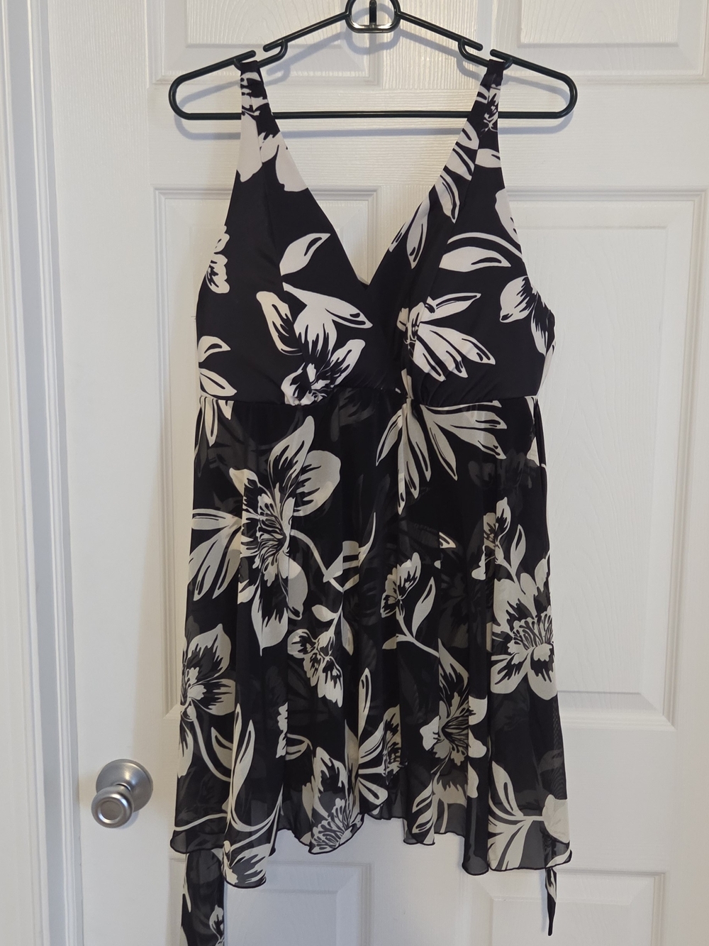 Cacique Black and White Floral One-Piece Swim Dress